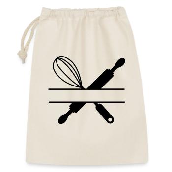 Rouleau à pâtisserie et fouet de texte de bannière - Sac cadeau 30 x 45 cm - nature - Devant