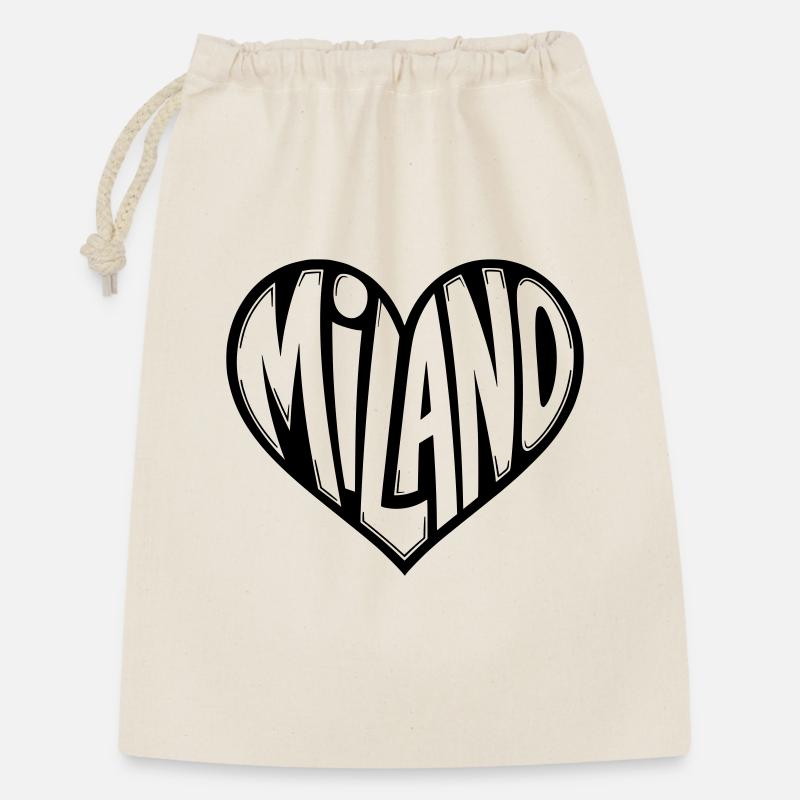 Mailand Milano Herz - Geschenkbeutel aus Baumwolle (30 x 45 cm) - Natur