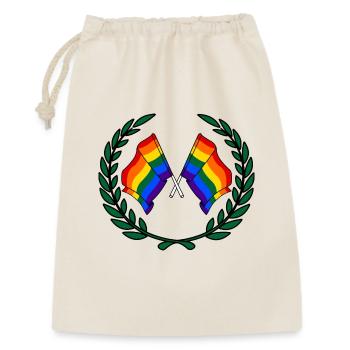 Fahnen Regenbogen im Lorbeerkranz - Geschenkbeutel aus Baumwolle (30 x 45 cm) - Natur - Vorne