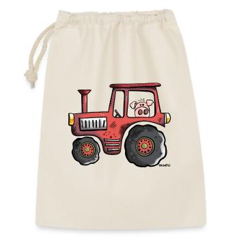 Porc conduire un tracteur - Sac cadeau 30 x 45 cm - nature - Devant