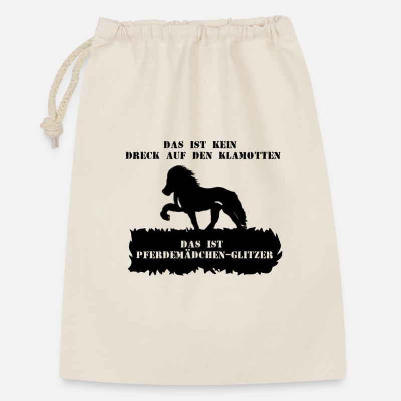 Spruch 3 mit Pferd 1 schwarz - Geschenkbeutel aus Baumwolle (30 x 45 cm) - Natur