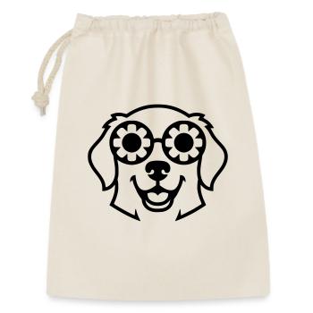 Hund Brille Blumen Outline - Geschenkbeutel aus Baumwolle (30 x 45 cm) - Natur - Vorne