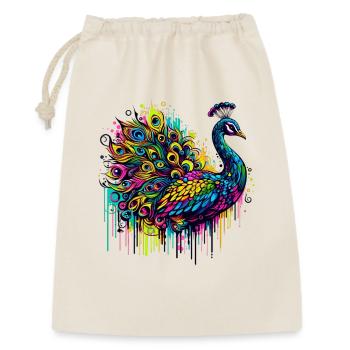 Pfau - Geschenkbeutel aus Baumwolle (30 x 45 cm) - Natur - Vorne