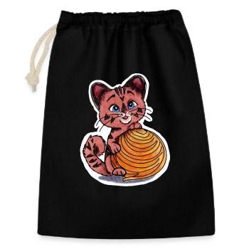 Little kitten with ball of wool - Gift Bag 30 x 45 cm - black - Front