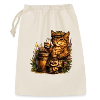 Chat sauvage écossais avec fût de whisky - Sac cadeau 30 x 45 cm - nature - Devant