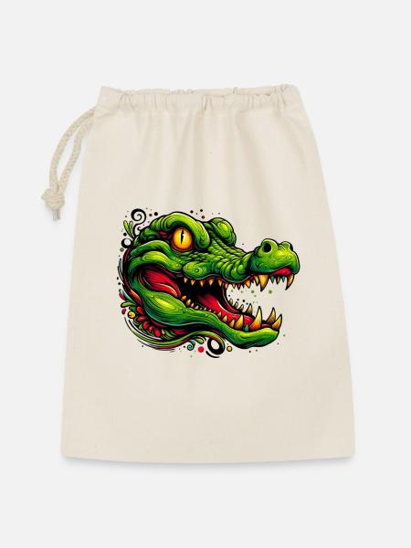 Alligator-Krokodil - Geschenkbeutel aus Baumwolle (30 x 45 cm) - Natur