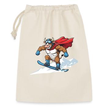 Snowboarding super bull in the snow - Gift Bag 30 x 45 cm - nature - Front