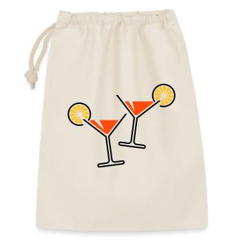 2 Cocktailgläser / Cocktail / Martini + (Orange) - Geschenkbeutel aus Baumwolle (30 x 45 cm) - Natur - Vorne