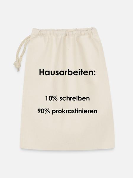 Unispruch "Hausarbeiten" Geschenk, Studenten - Geschenkbeutel aus Baumwolle (30 x 45 cm) - Natur