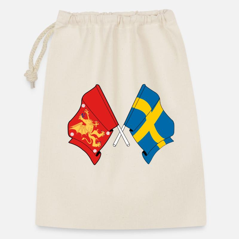 Drapeaux de l’Östergötland et de la Suède - Sac cadeau 30 x 45 cm - nature