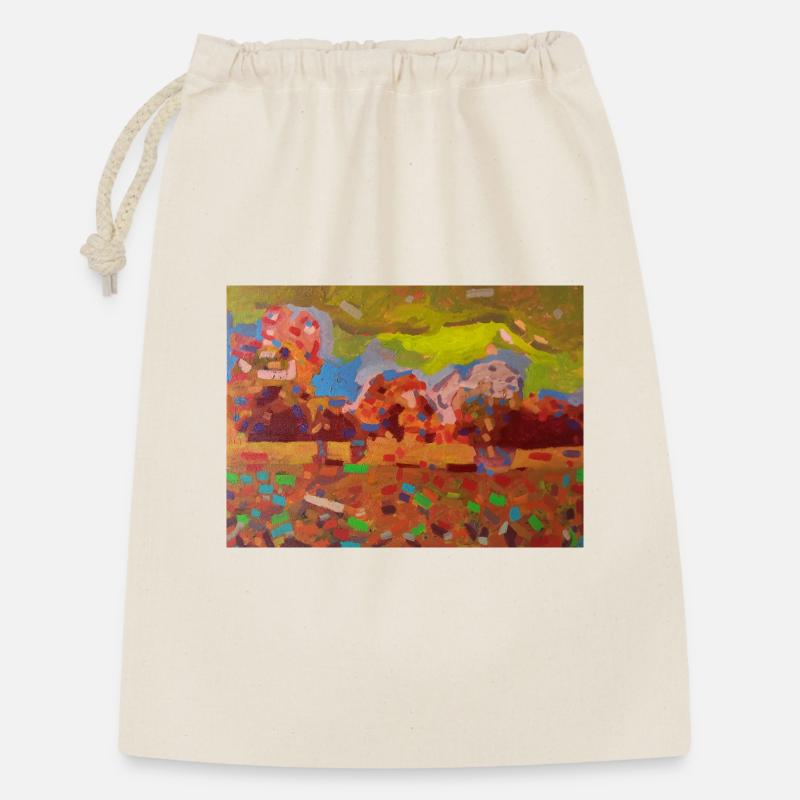 Farbenfrohes Landschaftsmosaik - Geschenkbeutel aus Baumwolle (30 x 45 cm) - Natur