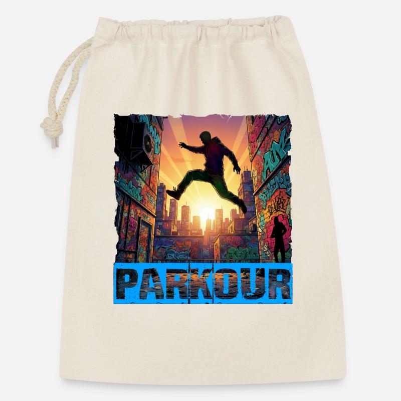 Parkour - Geschenkbeutel aus Baumwolle (30 x 45 cm) - Natur
