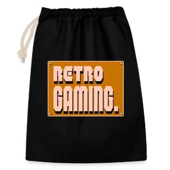 Retro-Gaming-Pixelkunst - Geschenkbeutel aus Baumwolle (30 x 45 cm) - Schwarz - Vorne