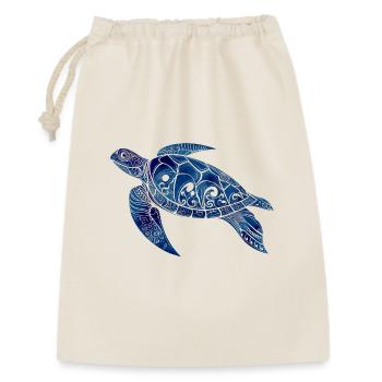 Tribal Schildkröte Blau – Ozean Design - Geschenkbeutel aus Baumwolle (30 x 45 cm) - Natur - Vorne