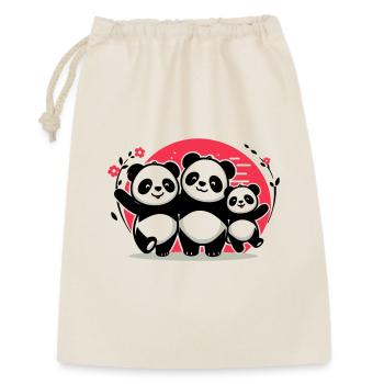 Pandas Family - 1 Elternteil 2 Kinder - Geschenkbeutel aus Baumwolle (30 x 45 cm) - Natur - Vorne