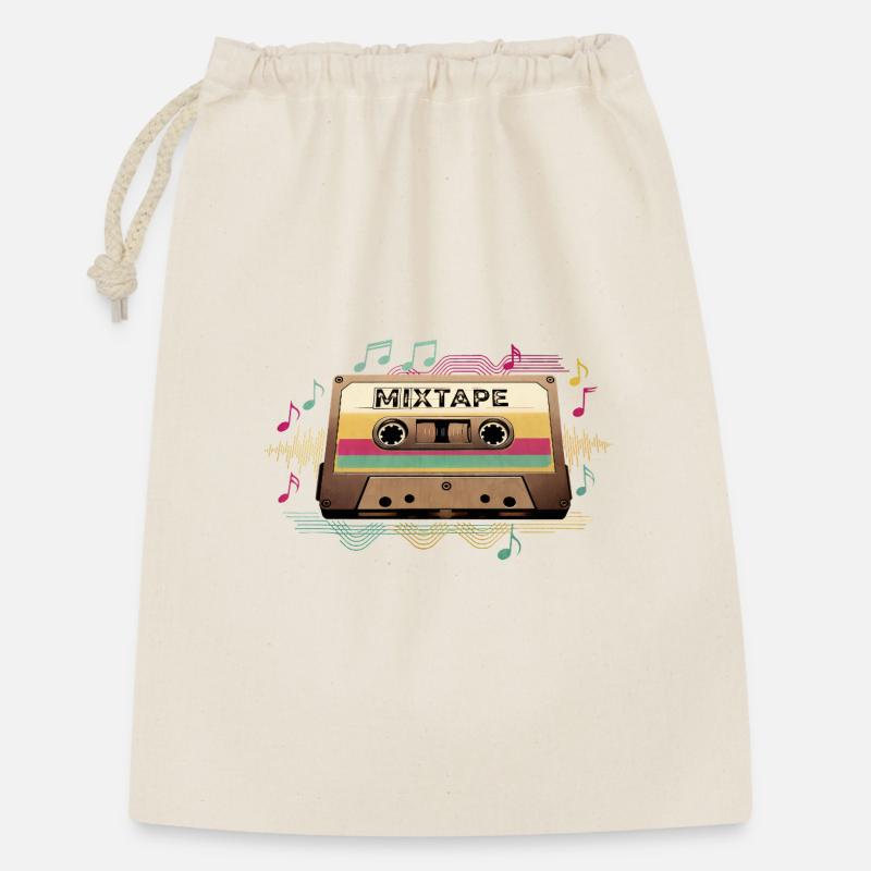 Retro Mixtape NeonNotes - Geschenkbeutel aus Baumwolle (30 x 45 cm) - Natur