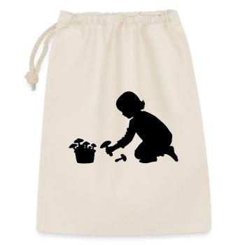Charmante silhouette motif fille ramassant des champignons - Sac cadeau 30 x 45 cm - nature - Devant