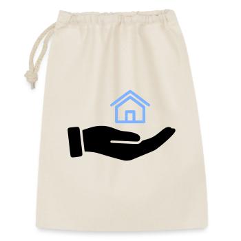Hand hält Haus Immobilie - Geschenkbeutel aus Baumwolle (30 x 45 cm) - Natur - Vorne