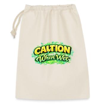 Attention quand on est mouillé Déclaration drôle et flirty Tee jeu de mots sp - Sac cadeau 30 x 45 cm - nature - Devant