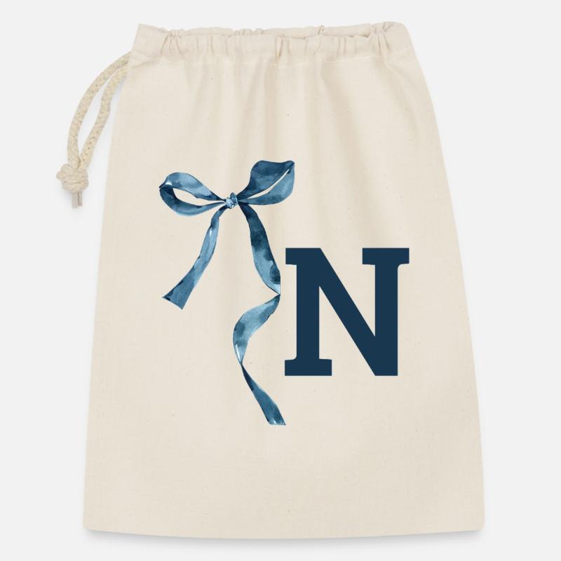Monogramm n Geschenkidee - Geschenkbeutel aus Baumwolle (30 x 45 cm) - Natur