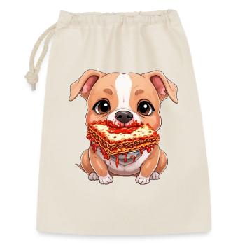 Mignon pitbull mangeant des lasagnes dessin animé - Sac cadeau 30 x 45 cm - nature - Devant
