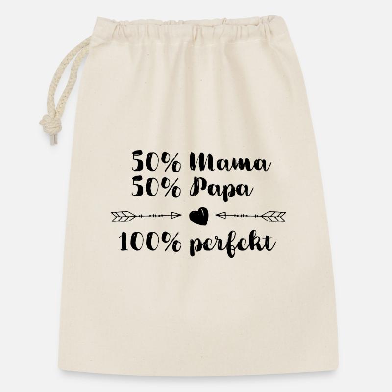 50% Mama + 50% Papa = 100% perfekt - Geschenkbeutel aus Baumwolle (30 x 45 cm) - Natur