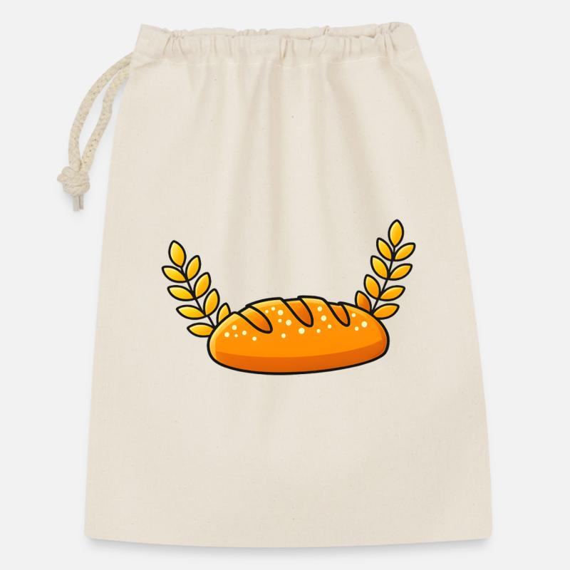 Goldener Brotleib mit Weizenzweigen - Geschenkbeutel aus Baumwolle (30 x 45 cm) - Natur