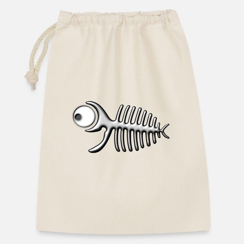 Fischgräte - Geschenkbeutel aus Baumwolle (30 x 45 cm) - Natur
