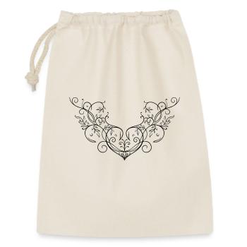 Herz Blätter Ornament Tattoo Schnörkel - Geschenkbeutel aus Baumwolle (30 x 45 cm) - Natur - Vorne