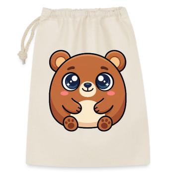 Kuschelbär mit großen funkelnden Augen - Geschenkbeutel aus Baumwolle (30 x 45 cm) - Natur - Vorne