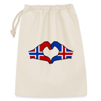 Norvège Islande Drapeau Mains Cœur - Sac cadeau 30 x 45 cm - nature - Devant