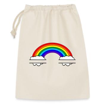 Regenbogen mit zwei Namensblasen - Geschenkbeutel aus Baumwolle (30 x 45 cm) - Natur - Vorne