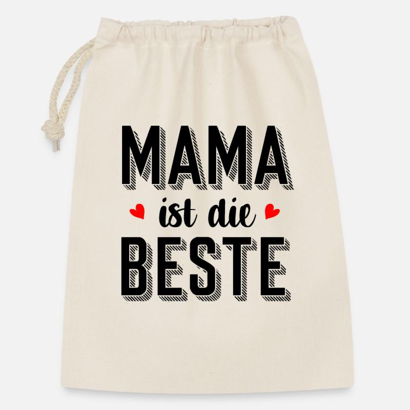 Mama ist die Beste – Geschenk zum Muttertag 2023 - Geschenkbeutel aus Baumwolle (30 x 45 cm) - Natur