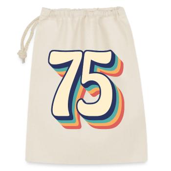 Vintage Retro T-Shirt Nummer 75 Fünfundsiebzig - Geschenkbeutel aus Baumwolle (30 x 45 cm) - Natur - Vorne