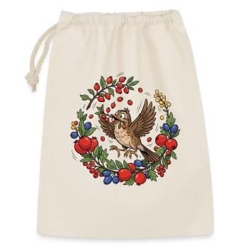 Oiseau joyeux dans une couronne de baies - Sac cadeau 30 x 45 cm - nature - Devant