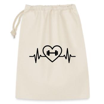Herz Fitness – Hantel & Krafttraining - Geschenkbeutel aus Baumwolle (30 x 45 cm) - Natur - Vorne