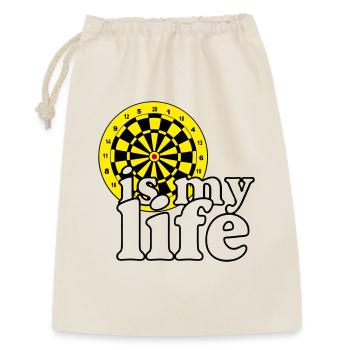 Dart, Dartpfeil, Darts, Shirt , Dart is my life - Geschenkbeutel aus Baumwolle (30 x 45 cm) - Natur - Vorne