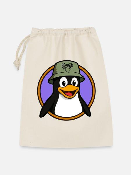 Tux Linux + GNU Hut - Geschenkbeutel aus Baumwolle (30 x 45 cm) - Natur
