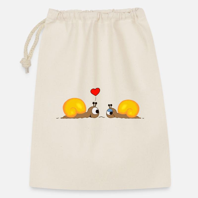Snail-Love - Geschenkbeutel aus Baumwolle (30 x 45 cm) - Natur