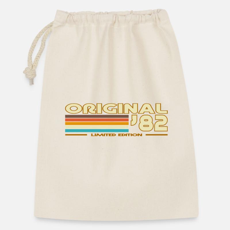 Originale 82er Retro-Streifen - Geschenkbeutel aus Baumwolle (30 x 45 cm) - Natur