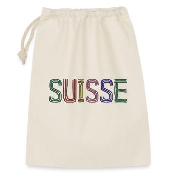 SCHWEIZ. HUMOR. LAND. FLAGGE. GENF. LAUSANNE - Geschenkbeutel aus Baumwolle (30 x 45 cm) - Natur - Vorne
