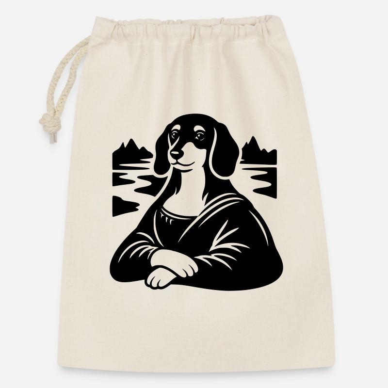 Dackel Lisa Portrait - Geschenkbeutel aus Baumwolle (30 x 45 cm) - Natur