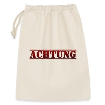 Achtung, Schriftzug, schwarz rot - Geschenkbeutel aus Baumwolle (30 x 45 cm) - Natur - Vorne