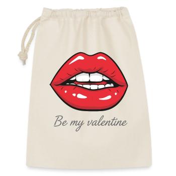 Be my Valentine – Sexy Rote Lippen Design - Geschenkbeutel aus Baumwolle (30 x 45 cm) - Natur - Vorne