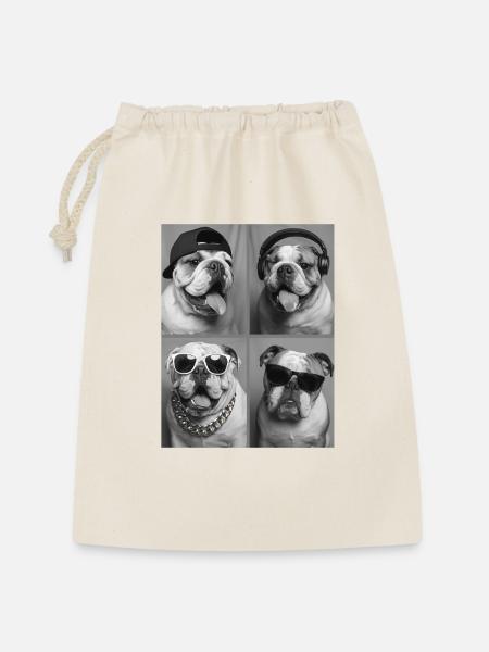 Bulldogge - Geschenkbeutel aus Baumwolle (30 x 45 cm) - Natur