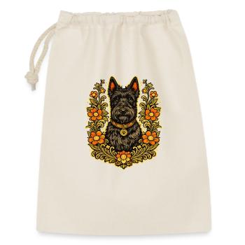Floral Frame Scottish Terrier - Geschenkbeutel aus Baumwolle (30 x 45 cm) - Natur - Vorne