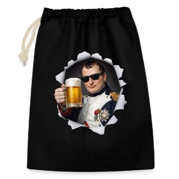 Napoleon hält ein Bier - Geschenkbeutel aus Baumwolle (30 x 45 cm) - Schwarz - Vorne