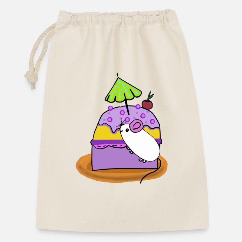 Kuchen Maus Muffin Mäuse - Geschenkbeutel aus Baumwolle (30 x 45 cm) - Natur