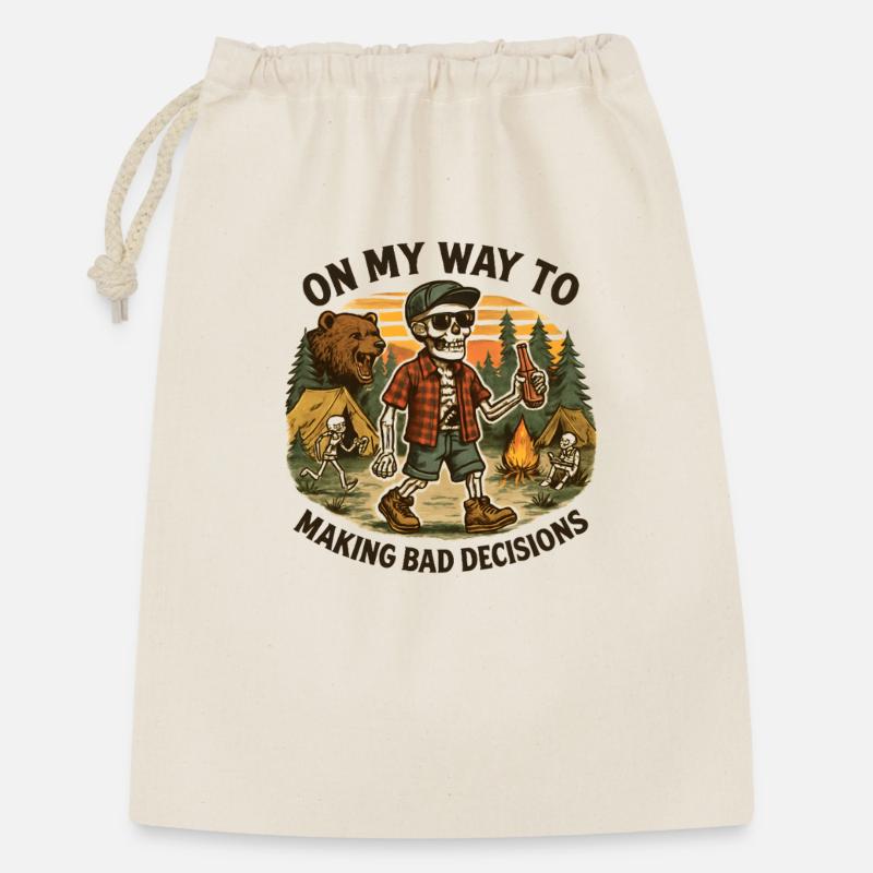 Camping Humor On My Way To Making Bad Decisions - Geschenkbeutel aus Baumwolle (30 x 45 cm) - Natur