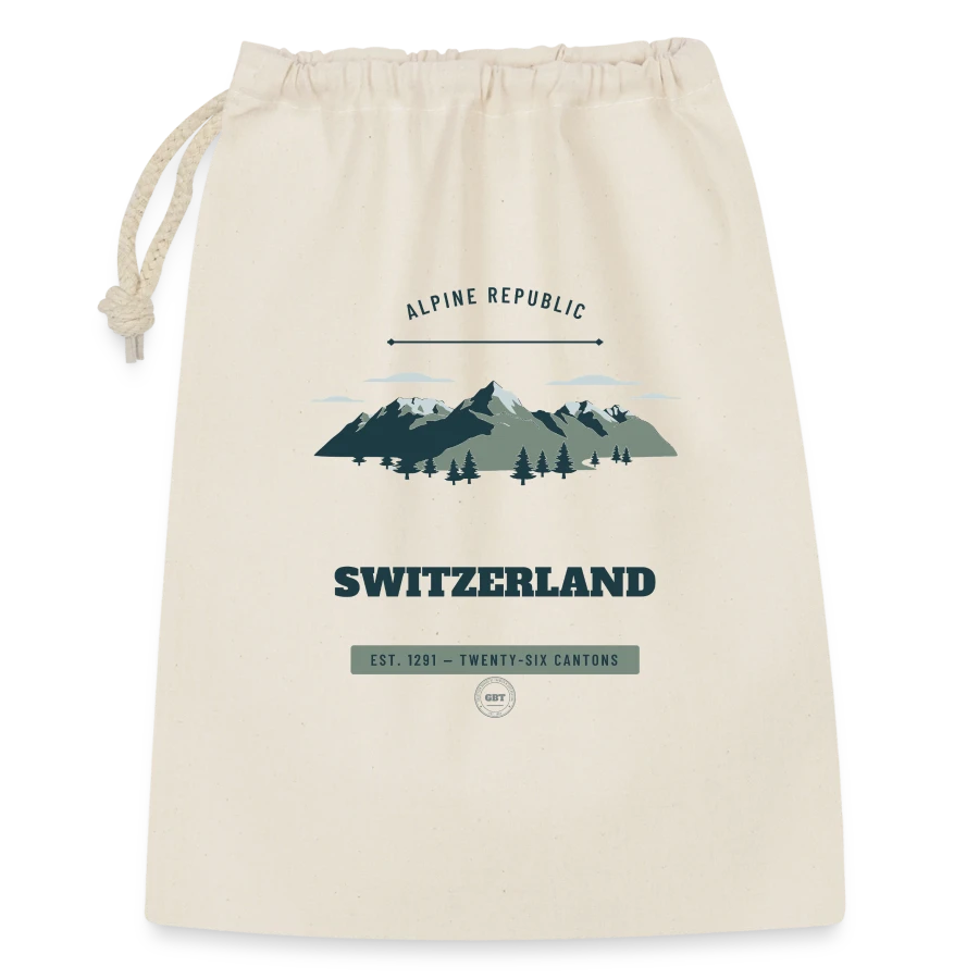 Switzerland badge on a gift bag 30 x 45 cm, nature